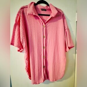 Elegant Pink Eyelet Blouse